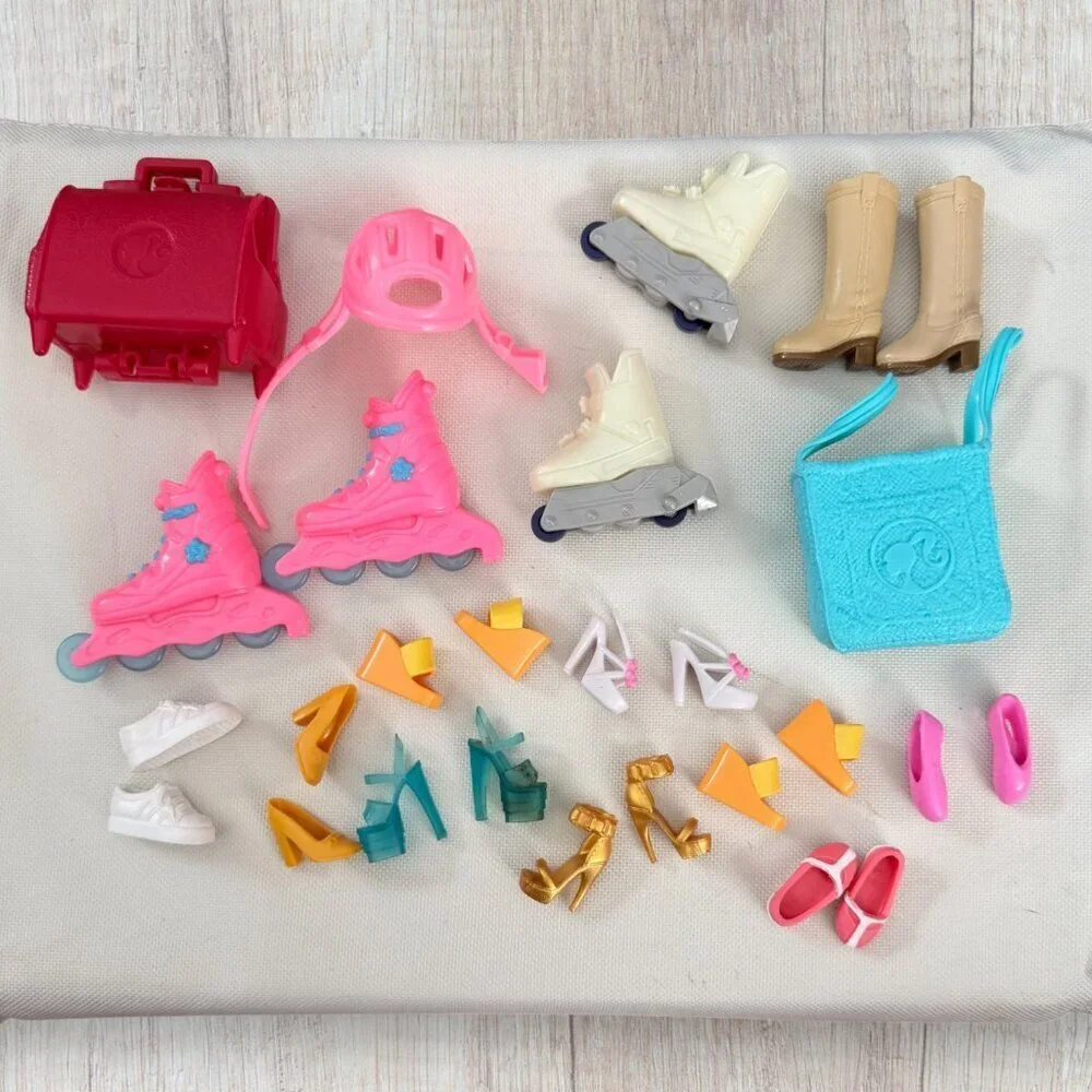 Barbie Shoes Accessories Lot Bags Roller Skates Boots Heels Fashion Doll Mix